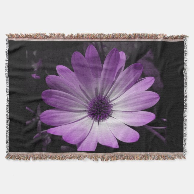Manta Tejida Morado Daisy Flower Throw Blanket (Anverso)