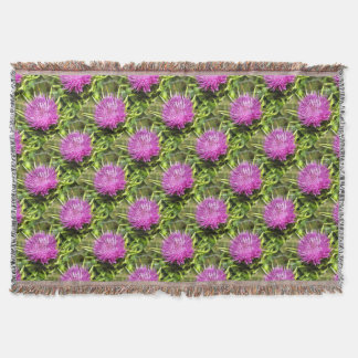 Manta Tejida Morado Thistle Flor silvestre Arte floral