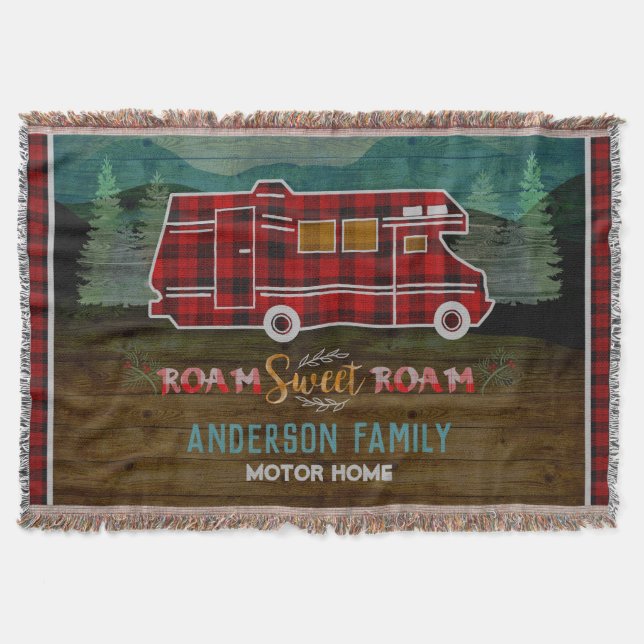Manta Tejida Motorhome rv Camper Travel Van Rustic Personalized (Anverso)