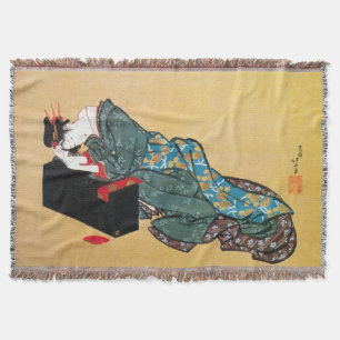 Manta Tejida Mujer japonesa geisha, Hokusai, Ukiyo-e
