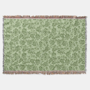 Manta Tejida Musgo hawaiano del vintage de Iwalani floral