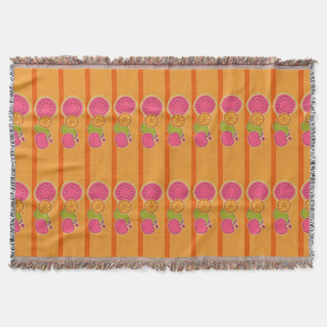 Manta Tejida Naranja de fruta fresca Throw Blanket (Anverso)