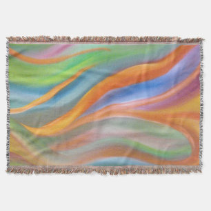 Manta Tejida Naranja, funda de hilván azul y verde
