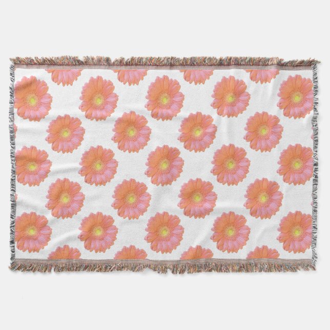 Manta Tejida Naranja gerbera daisy (Anverso)