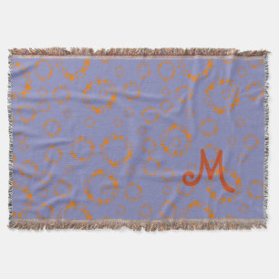 Manta Tejida naranja giratorio círculo azul cuadrado patrón art