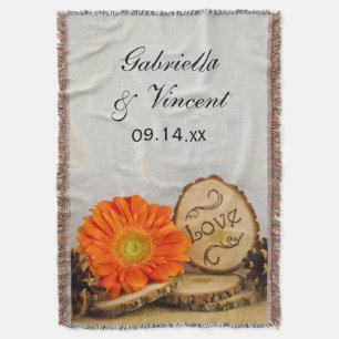 Manta Tejida Naranja ruso Daisy Woodland Boda Keepsake