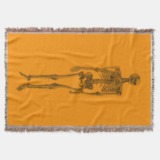 Manta Tejida Naranja Skeleton Skull