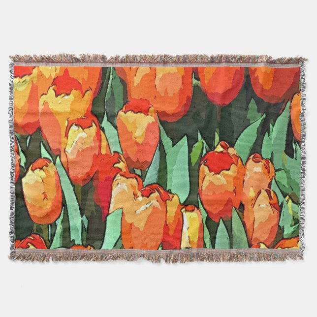 Manta Tejida Naranja Tulips (Anverso)