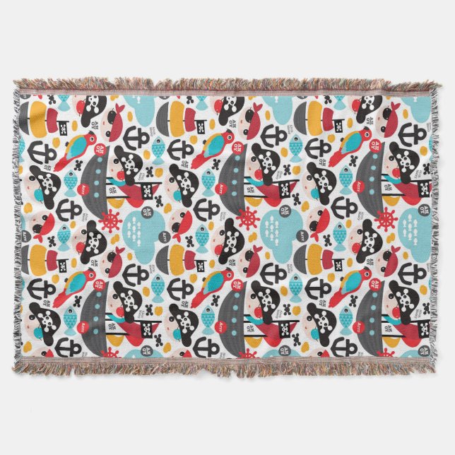 Manta Tejida Navegación retra del ilustracion de los piratas (Anverso)