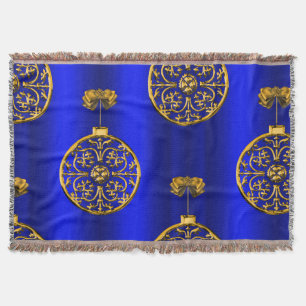 Manta Tejida Navidades Baubles en azul