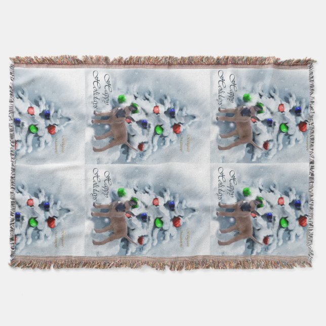 Manta Tejida Navidades belgas de Malinois (Anverso)