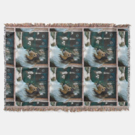 Manta Tejida Navidades Collie en la ventana