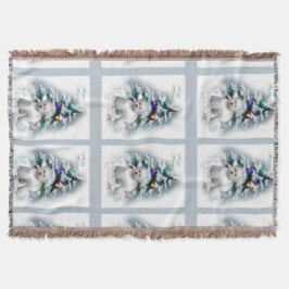 Manta Tejida Navidades de Bichon Frise