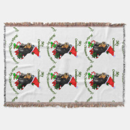 Manta Tejida Navidades de Black and Tan Coonhound