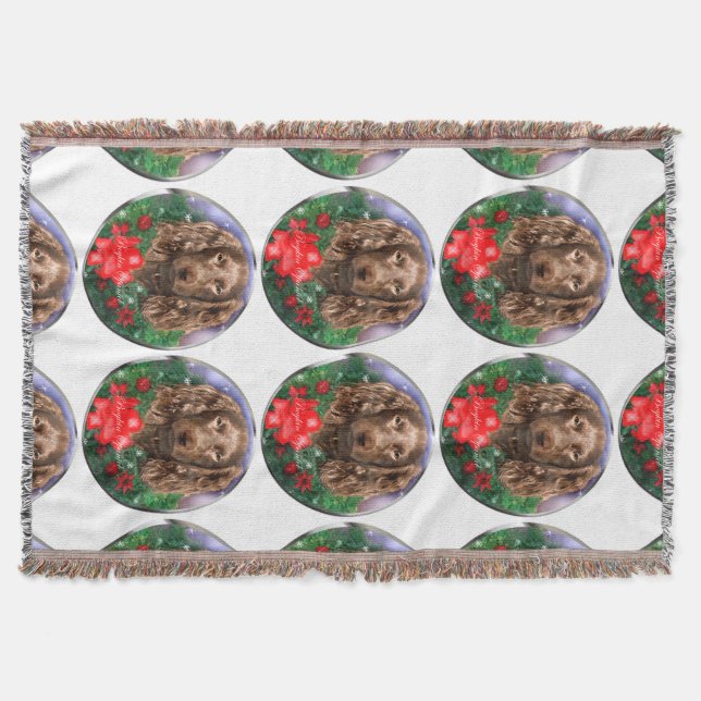 Manta Tejida Navidades de Boykin Spaniel (Anverso)