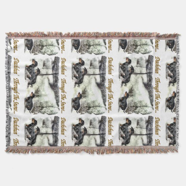 Manta Tejida Navidades de Dachshund (Anverso)