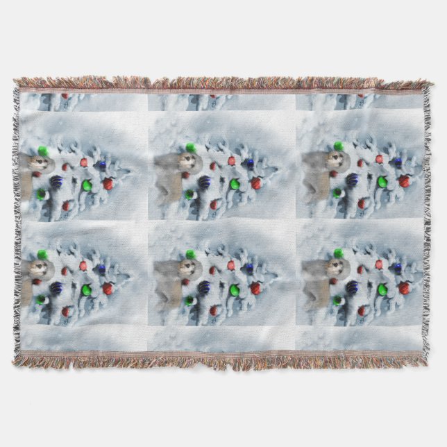 Manta Tejida Navidades de Dandie Dinmont (Anverso)