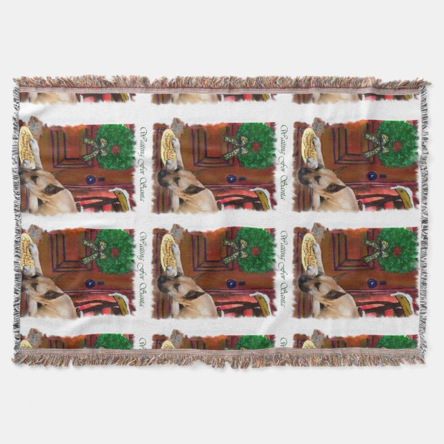 Manta Tejida Navidades de Fawn Great Dane (Anverso)