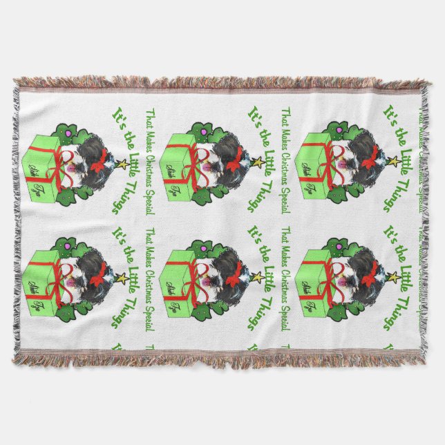 Manta Tejida Navidades de Shih Tzu (Anverso)