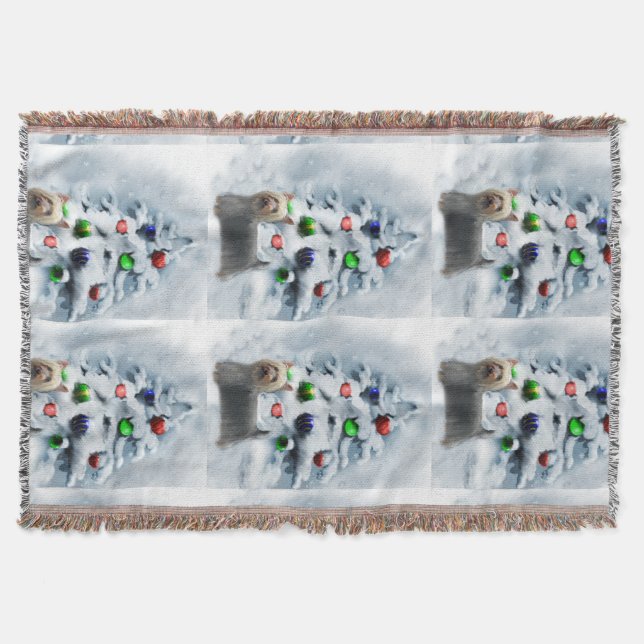 Manta Tejida Navidades de Silky Terrier (Anverso)