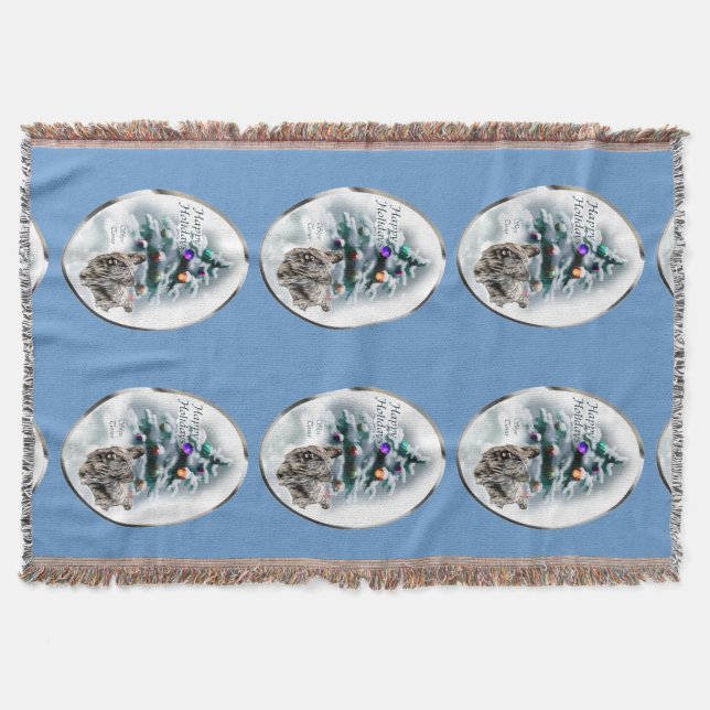 Manta Tejida Navidades de Skye Terrier (Anverso)