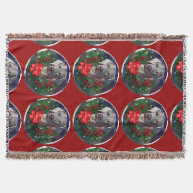 Manta Tejida Navidades de Weimaraner (Anverso)