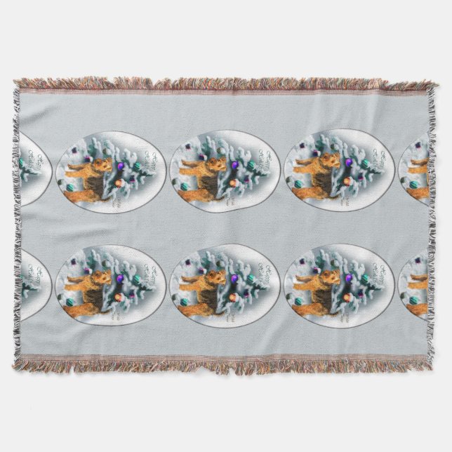 Manta Tejida Navidades de Welsh Terrier (Anverso)