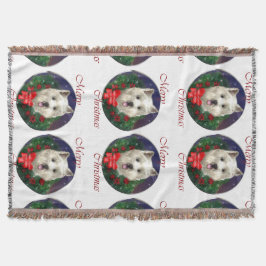 Manta Tejida Navidades de West Highland White Terrier