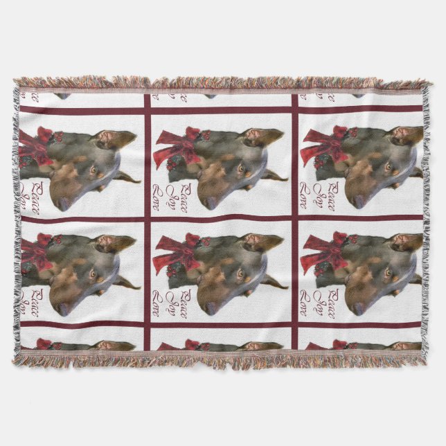 Manta Tejida Navidades Doberman Pinscher (Anverso)
