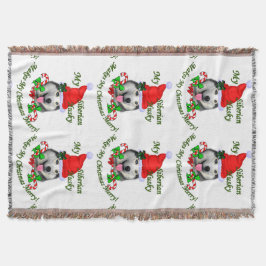 Manta Tejida Navidades Husky Siberiano