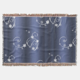 Manta Tejida Navidades Metálicos Verde azulados, Swirls Blancos