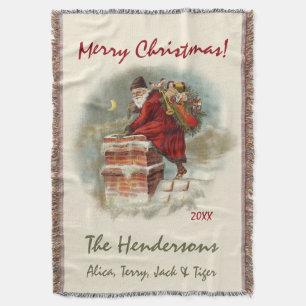 Manta Tejida Navidades Personalizados de Vintage Santa Claus