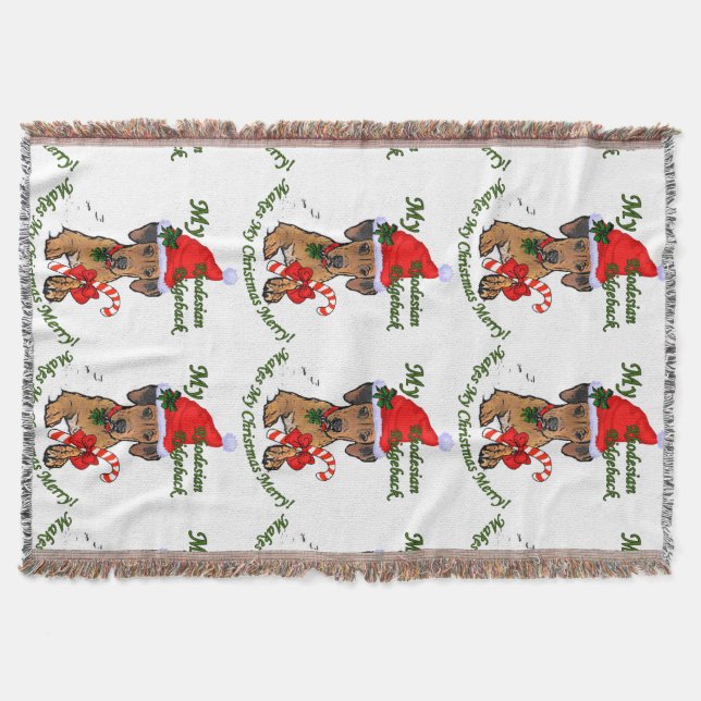 Manta Tejida Navidades Ridgeback de Rhodesia (Anverso)