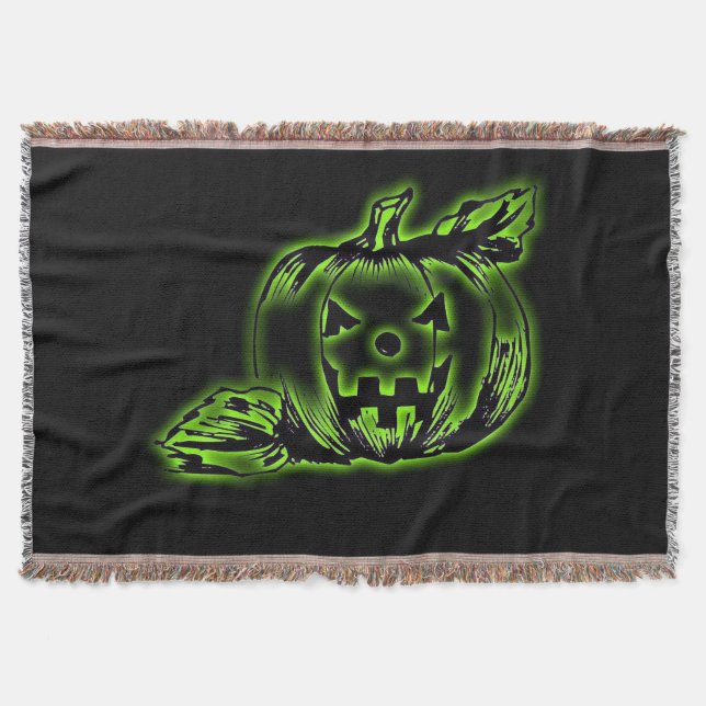 Manta Tejida Neon Green Jack O Lantern (Anverso)