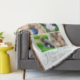 Manta Tejida Nietos personalizados nombran Collage de fotos de 