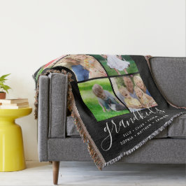 Manta Tejida Nietos personalizados nombran Collage de fotos de