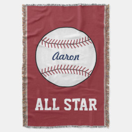 Manta Tejida Niños personalizados de Béisbol Rojo tiran un rega