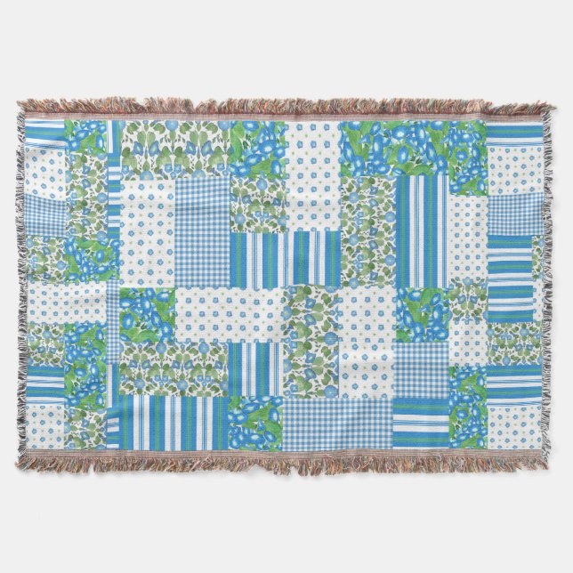 Manta Tejida Noche Glory Faux Patchwork Throw Blanket (Anverso)