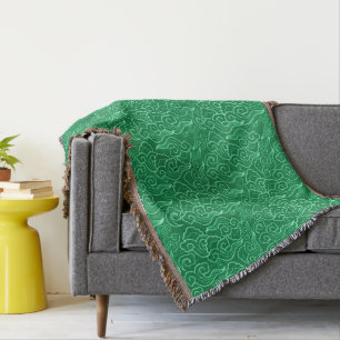 Manta Tejida Nubes japonesas antiguas, verde jade