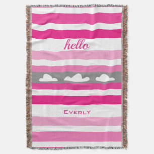 Manta Tejida Nubes rayadas rosadas modernas personalizadas