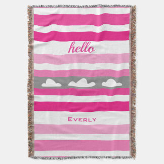 Manta Tejida Nubes rayadas rosadas personalizadas modernas