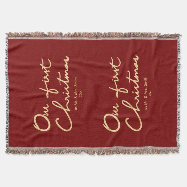 Manta Tejida Nuestra primera Navidad | Hand Lettered 1ª Navidad (Anverso)