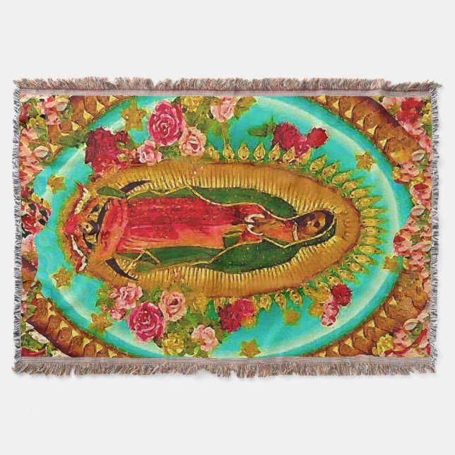 Manta Tejida Nuestra Señora Guadalupe Santa Virgen María (Anverso)