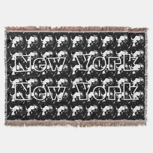 Manta Tejida Nueva York Blanket NYC Bull Statu Souvenir Blanket (Anverso)