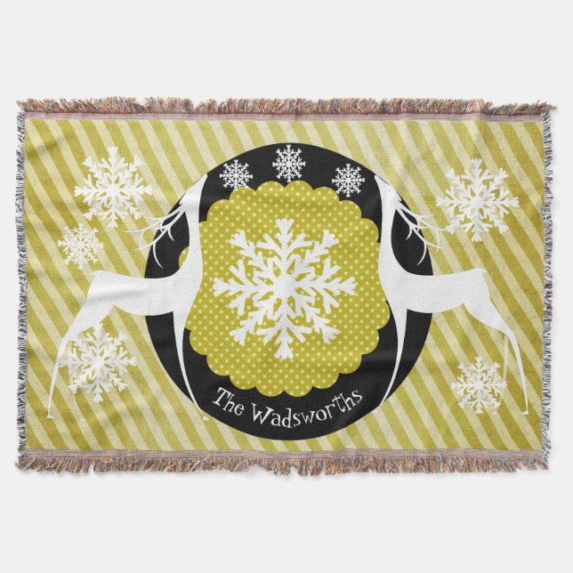 Manta Tejida Oh Deer Stried Holiday Throw (Anverso)