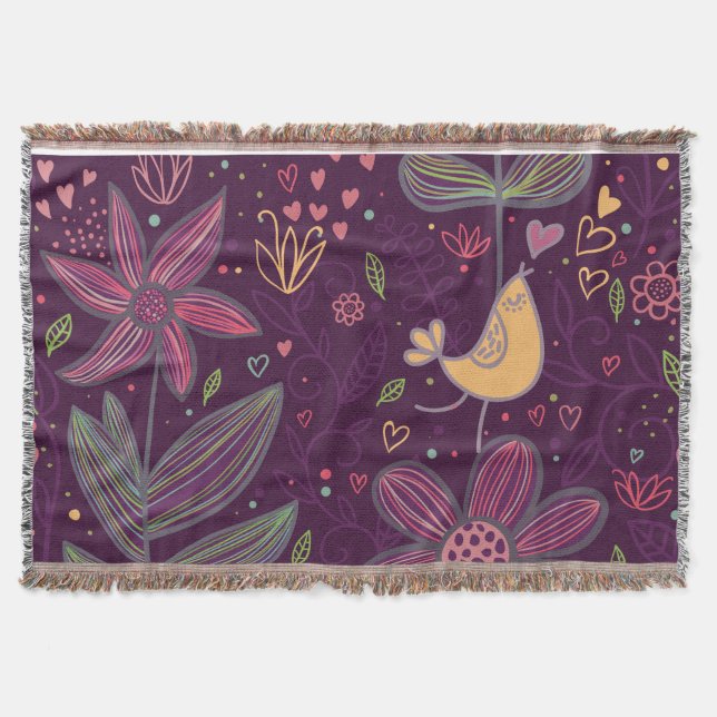 Manta Tejida Oh Yellow Birdie Throw Blanket (Anverso)