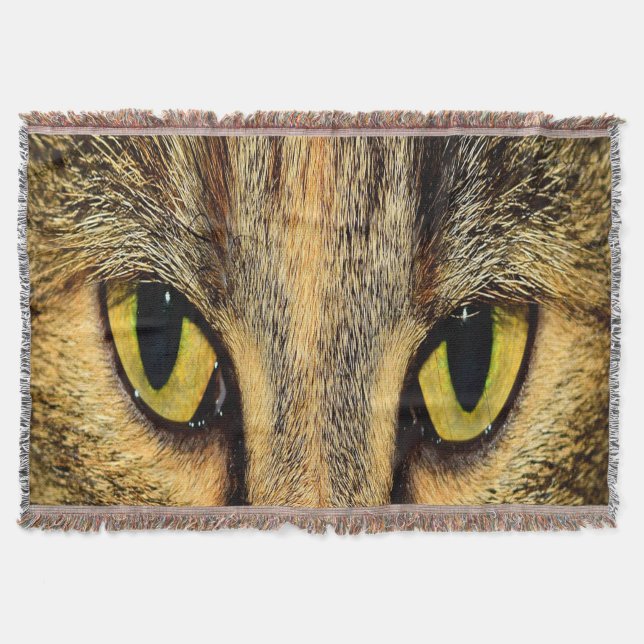 Manta Tejida Ojos intensos de gato (Anverso)