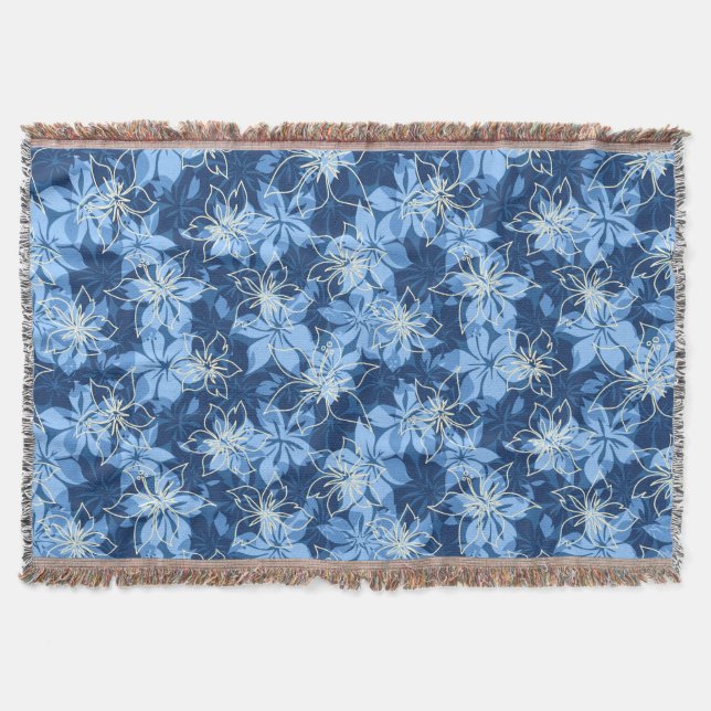 Manta Tejida Olowalu Hibiscus Hawaiian Camo Throw Blankets (Anverso)