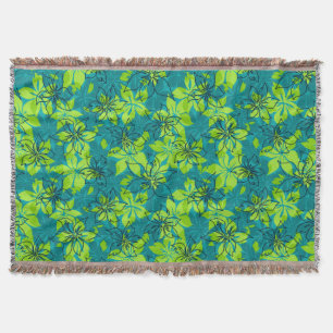 Manta Tejida Olowalu Hibiscus Hawaiian Camo Throw Blankets