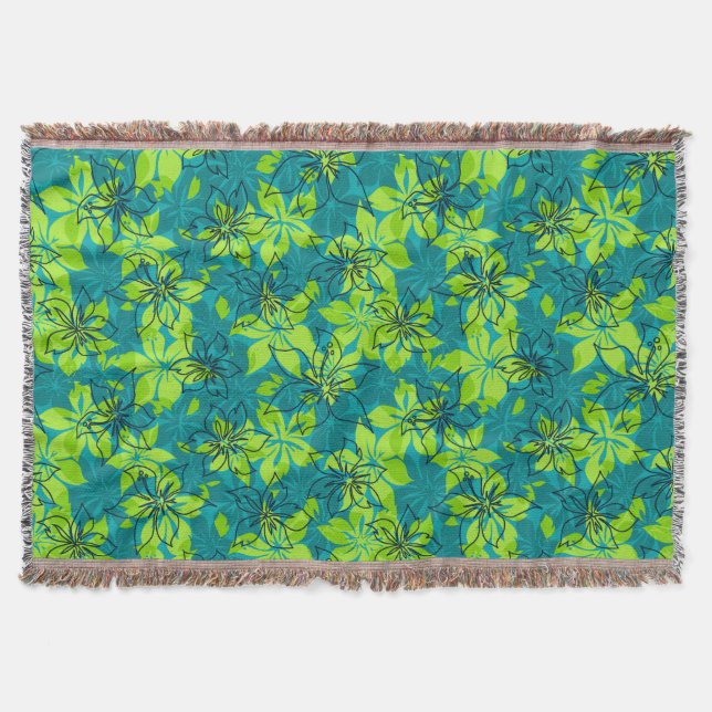 Manta Tejida Olowalu Hibiscus Hawaiian Camo Throw Blankets (Anverso)